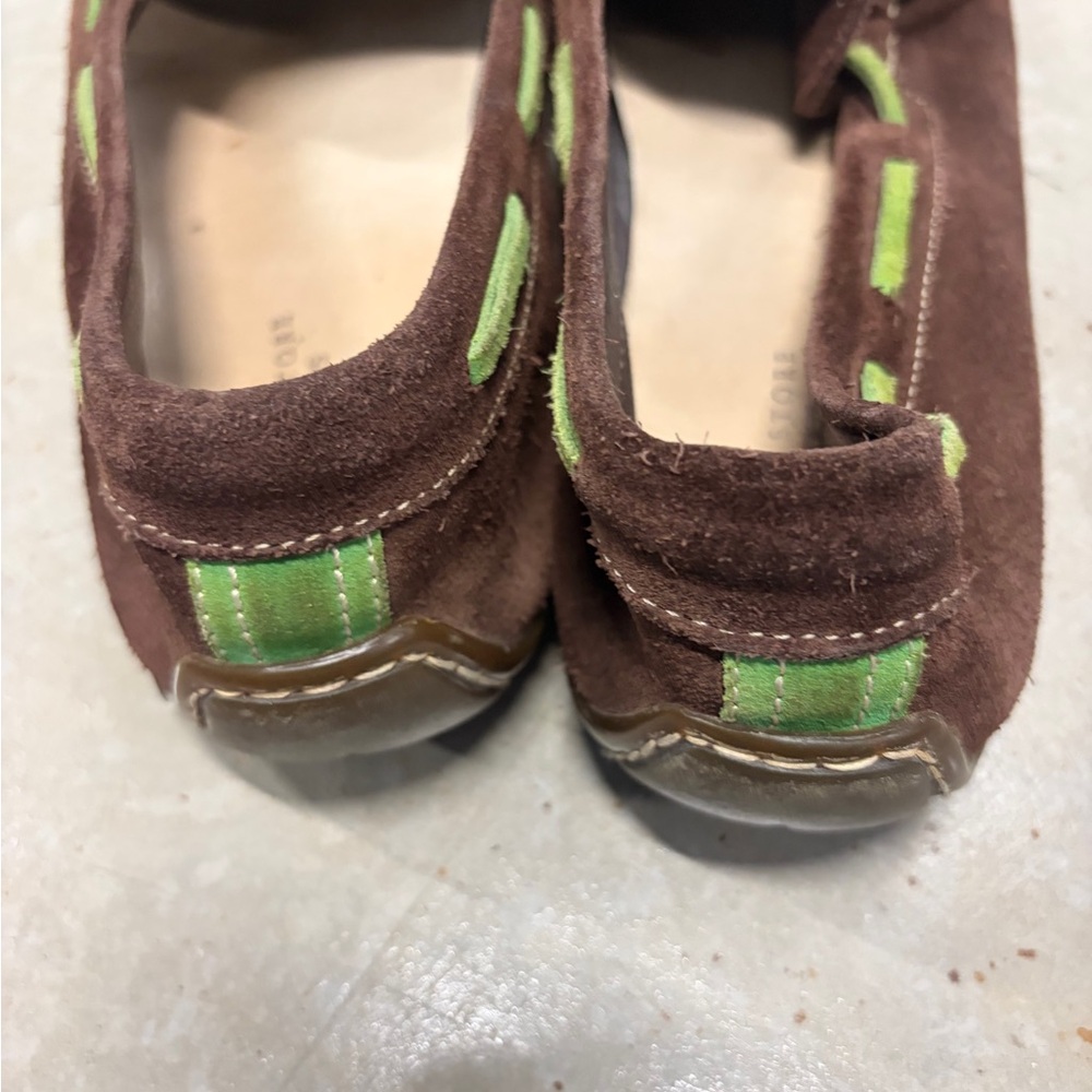 Brown Suede Loafers with Green Laces - Picture 5 of 9